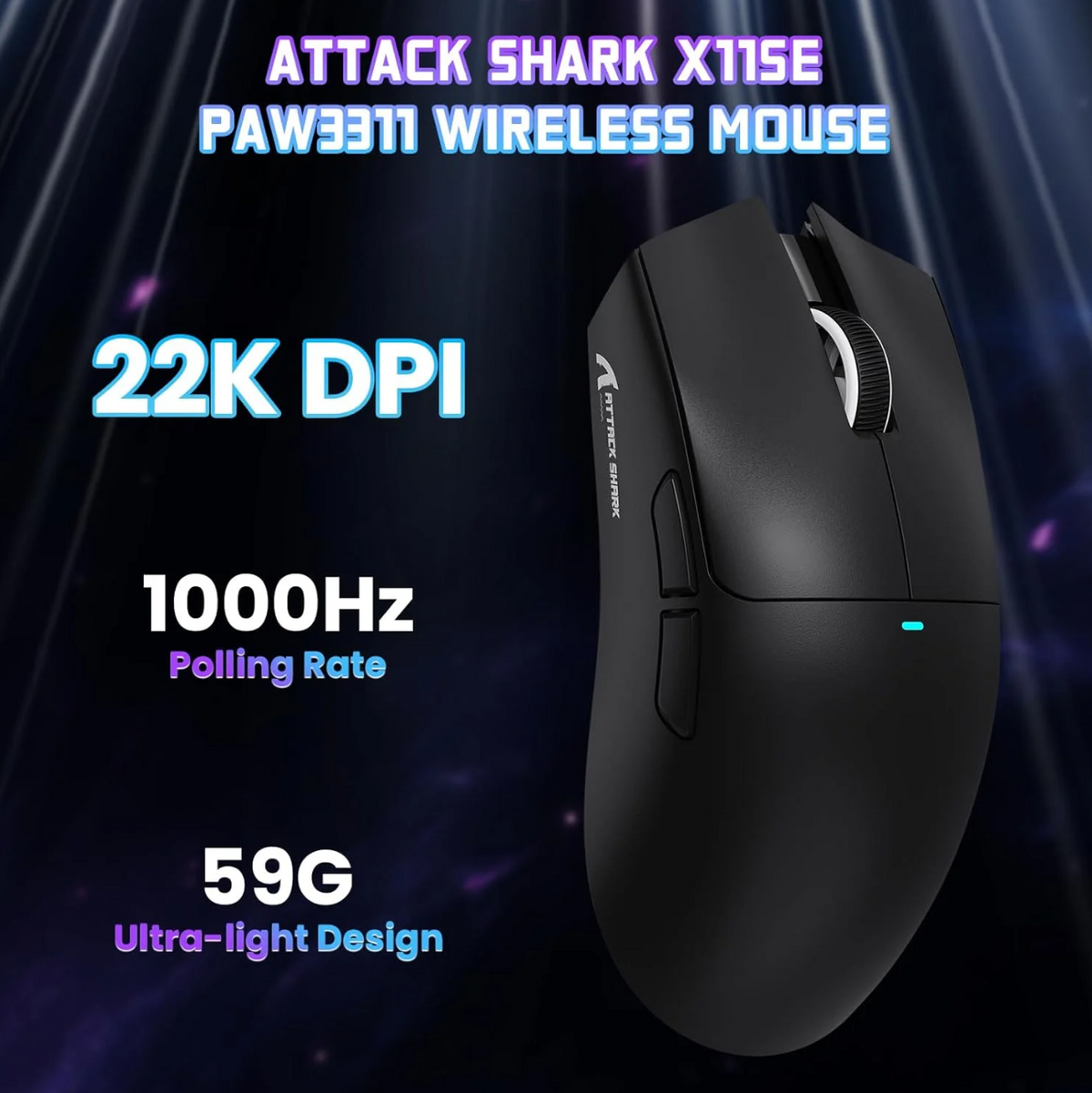 Attack Shark Mouse X11 SE Black Wireless Gaming Mouse
