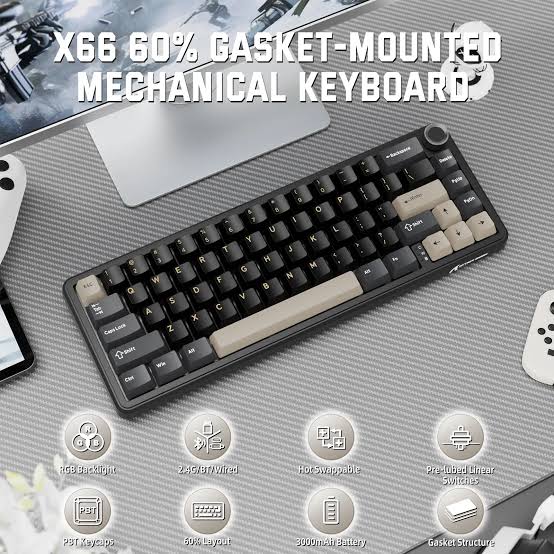Attack Shark X66 Wireless Mechanical Gaming Keyboard Starry Black