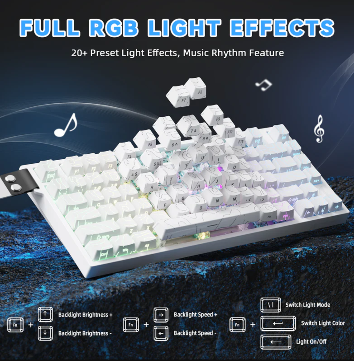 Attack Shark R82 HE Rapid Trigger Wired Mechanical Gaming Keyboard White Contour
