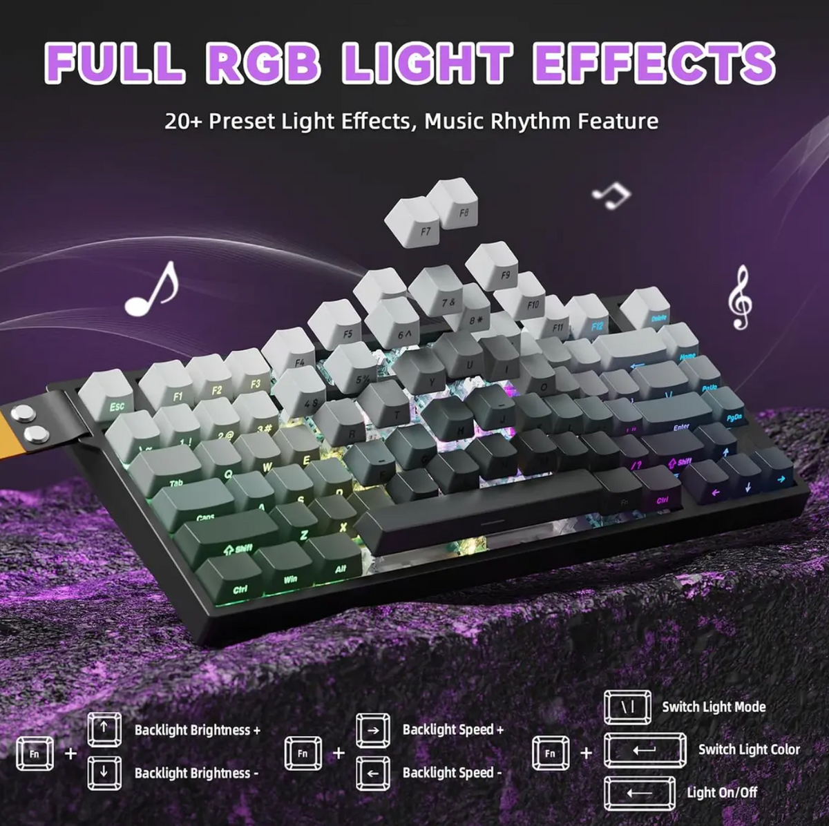 Attack Shark R82 HE Rapid Trigger Wired Mechanical Gaming Keyboard Moonlight