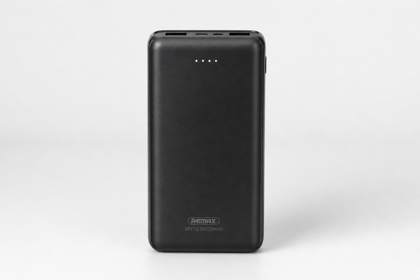 Remax RPP72 20000mAh Power Bank black portable charger with LED indicators on a clean studio background