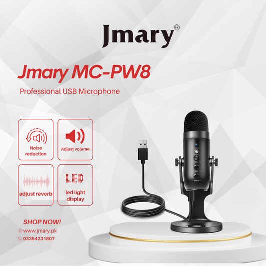 Jmary MC-PW8 Professional USB Microphone For Podcasting, Gaming, Streaming, Recordings With Noise Reduction