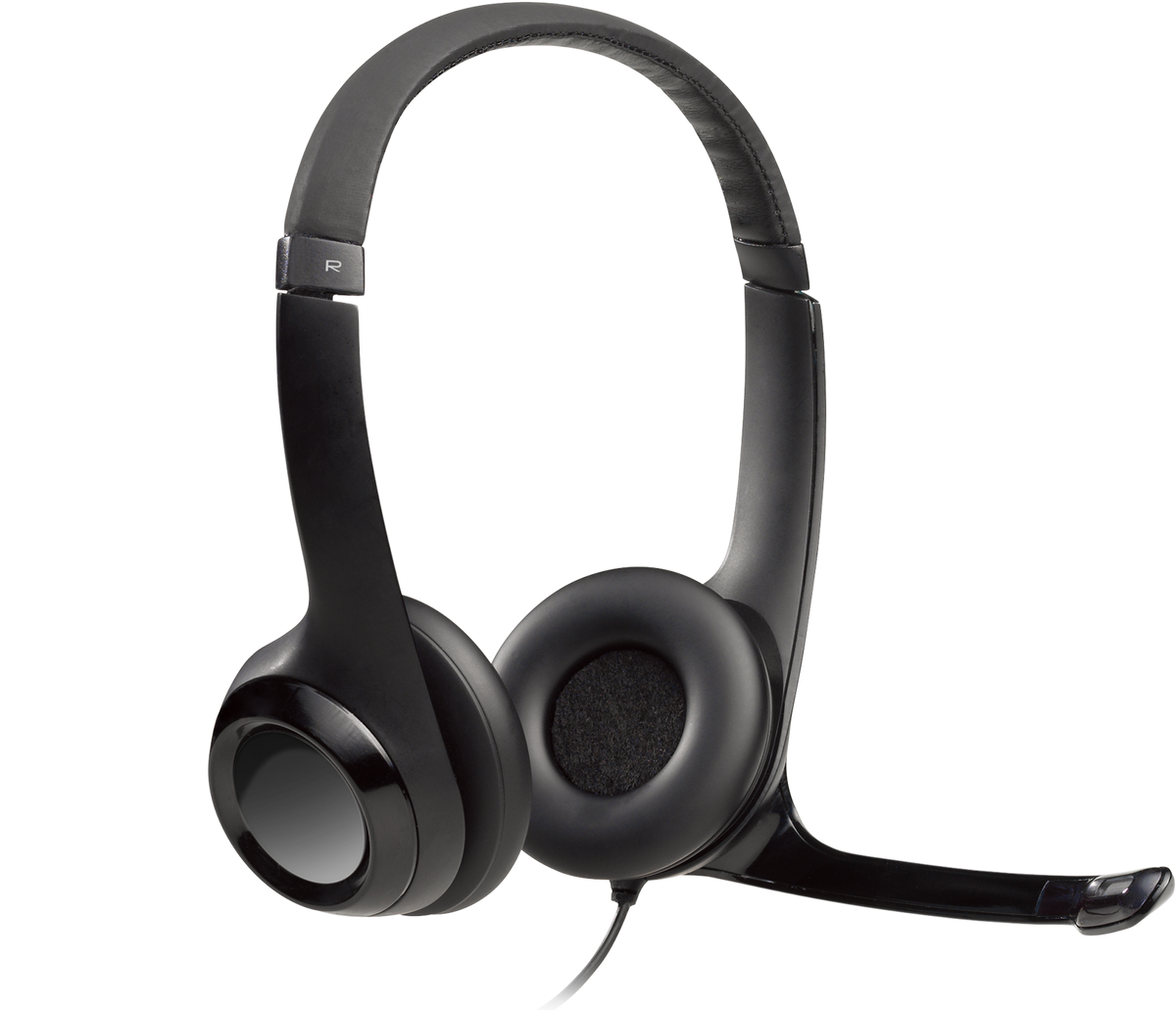 Logitech H390 USB-A Noise Canceling Stereo Headset with padded headband and leatherette ear cushions
