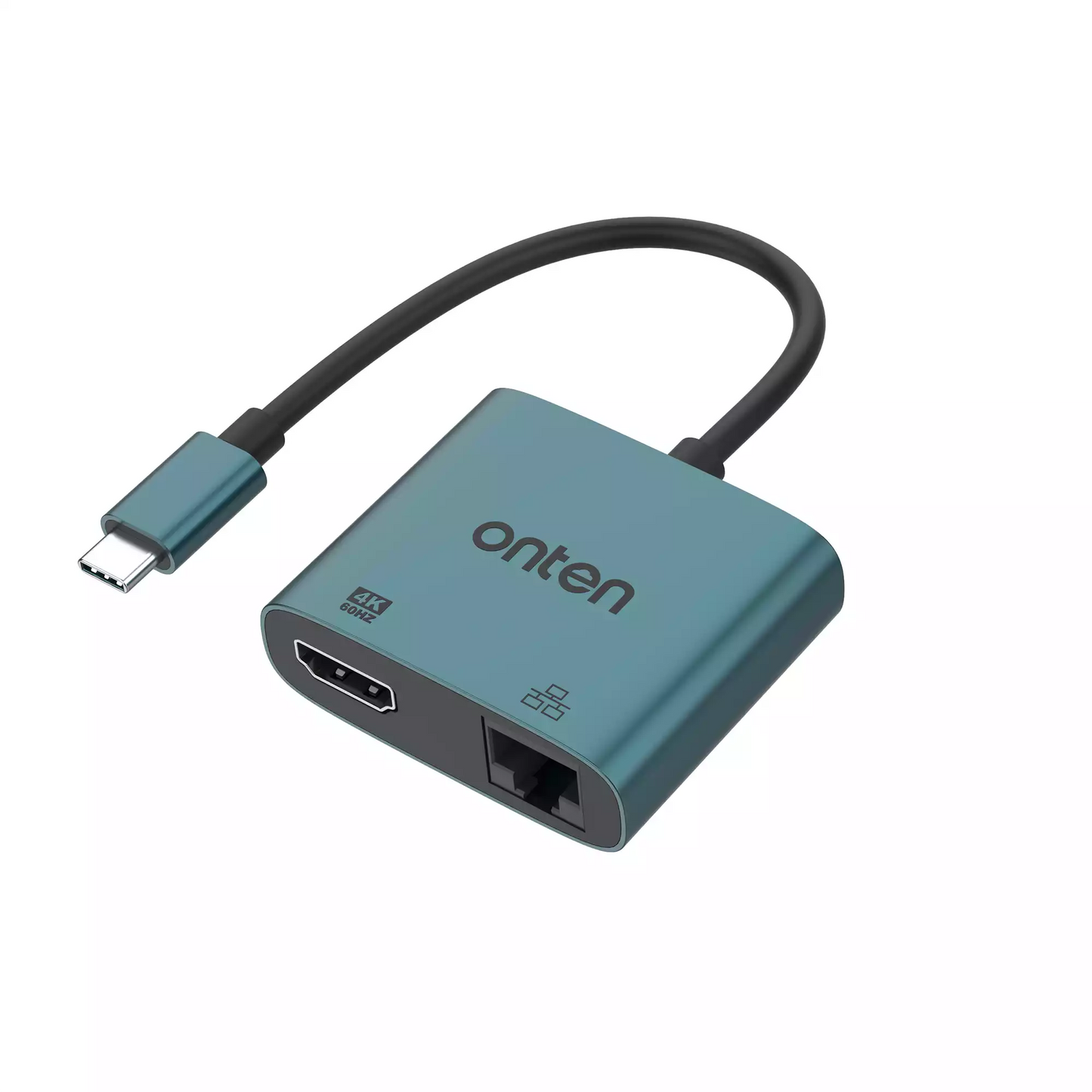 Onten UC288 Type C to HDMI and LAN adapter with RJ45 Ethernet for 4K display and stable wired internet