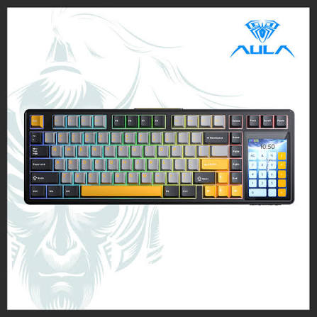 AULA L99 BlackStorm (Dark Grey + Light Grey + Yellow) Raindrop Switch Tri-Mode Wireless Mechanical Gaming Keyboard