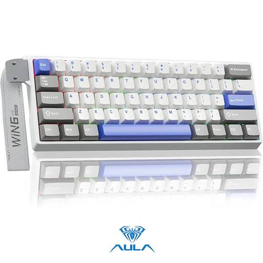 AULA WIN60HE Max Grey White Blue Wing Chun Switch Wired Gaming Keyboard
