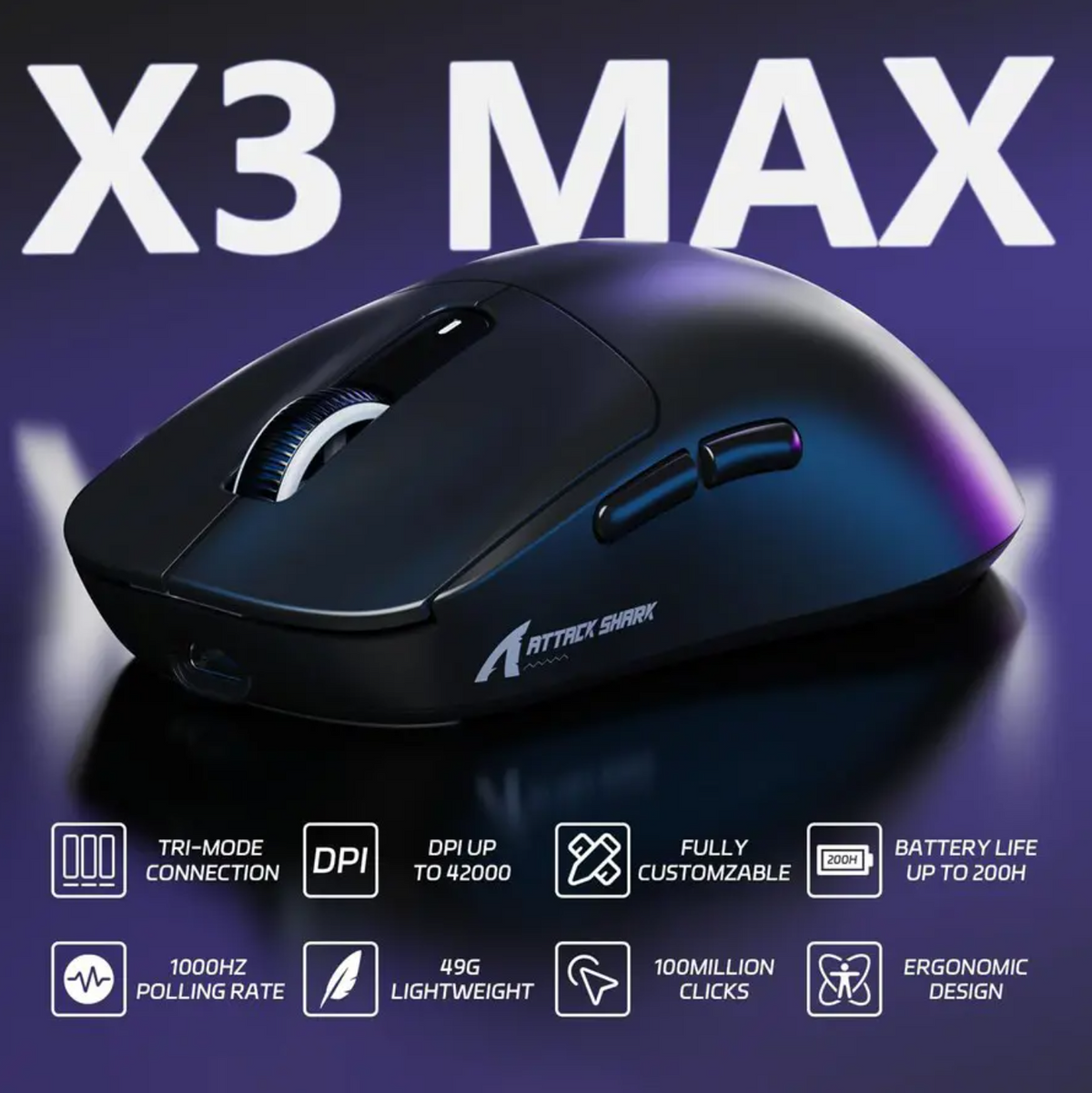 ATTACK SHARK X3 MAX Wireless Gaming Mouse