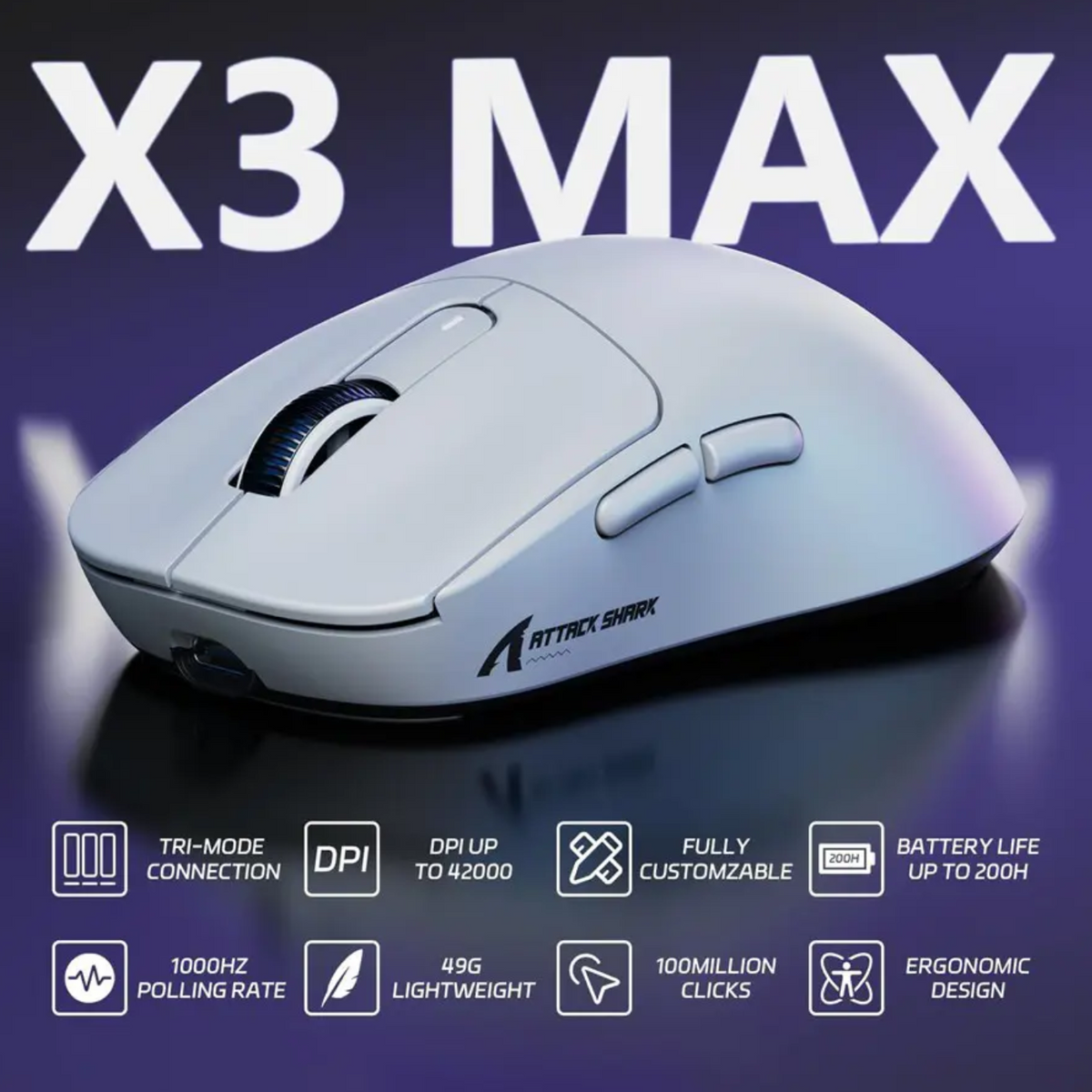 ATTACK SHARK X3 MAX Wireless Gaming Mouse