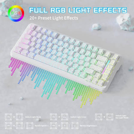 Attack Shark X82 Pro HE Wireless Rapid Trigger RGB Mechanical Gaming Keyboard White Contour