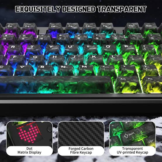 Attack Shark X87 Ultra 8K Mechanical Wireless Gaming Keyboard 87 Key TKL Black Forged Carbon