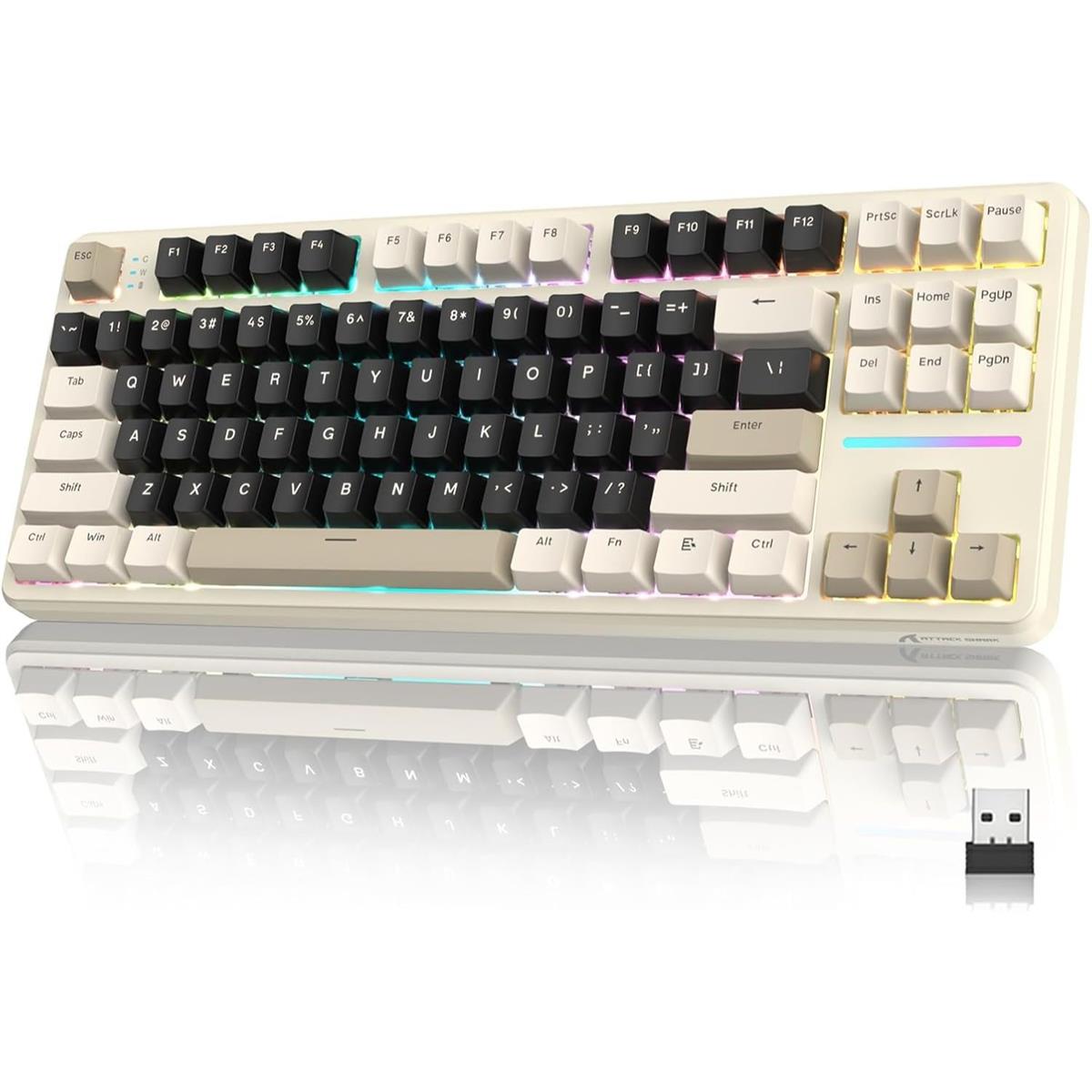 Attack Shark X87 Wireless Mechanical Gaming Keyboard Cheese White