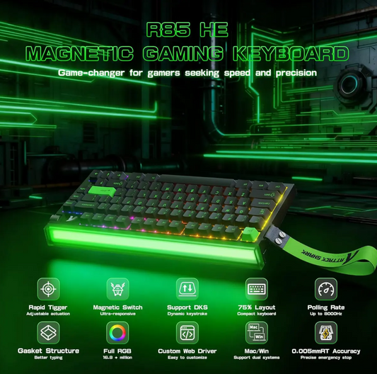 Attack Shark R85 HE Rapid Trigger Magnetic 75% Wired Mechanical Gaming Keyboard Black