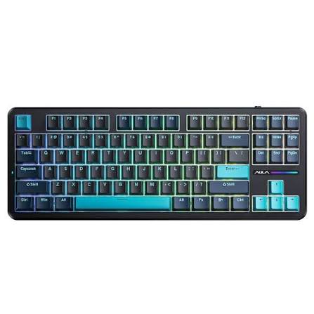 Aula F87 Mechanical Wireless Keyboard Greywood Switch V4 - Black+Cyan+Blue