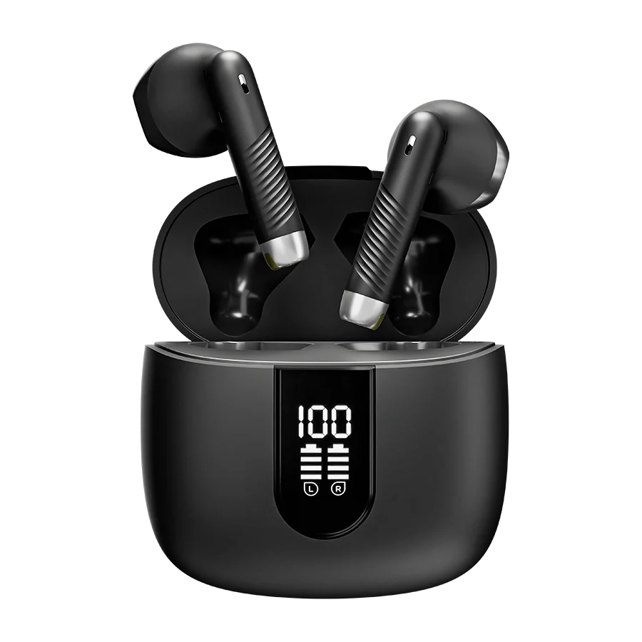 Ronin Airbuds R190 black wireless earbuds with charging case