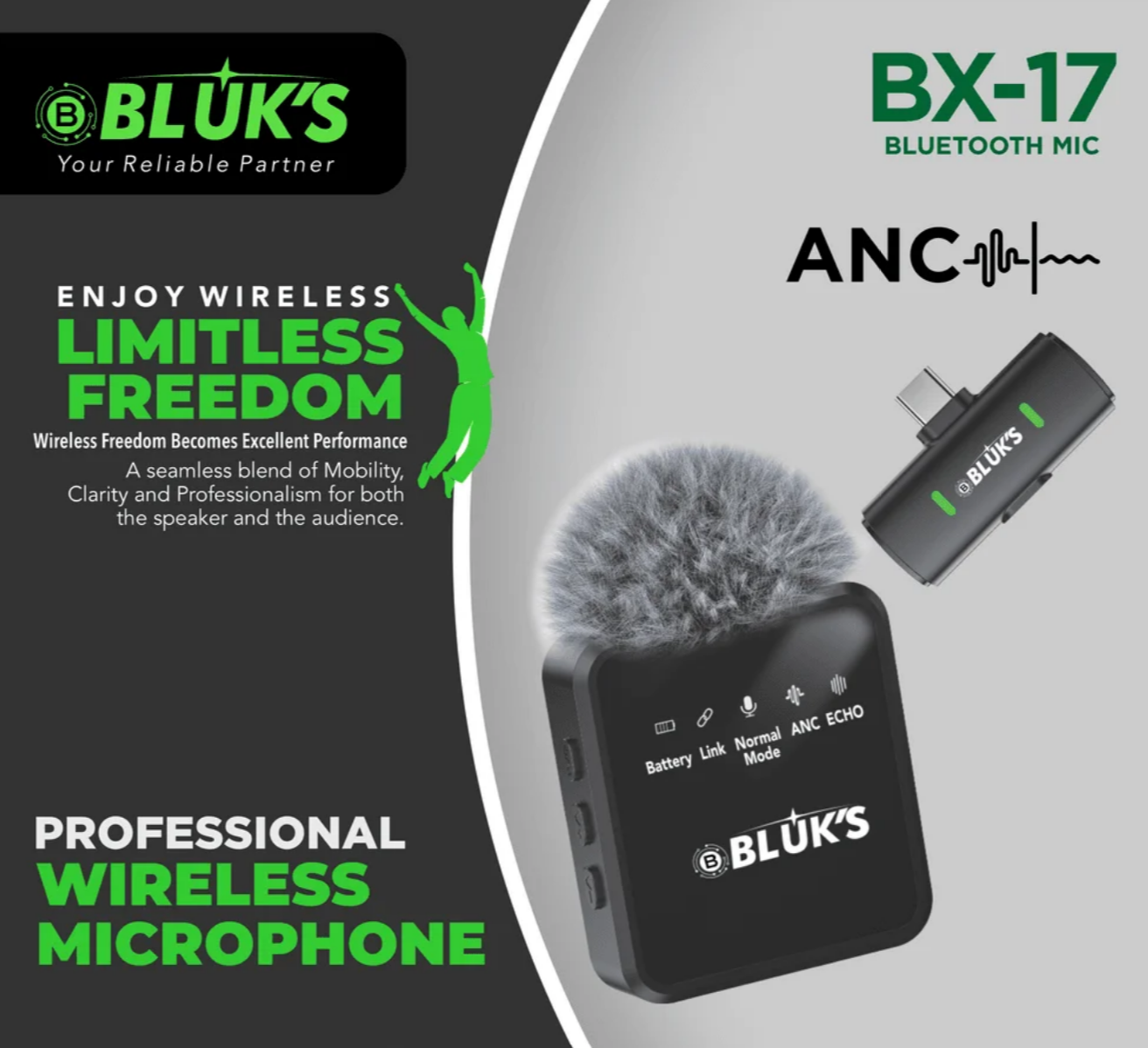 BLUK’S BX-17 | Lavaliere Collar Wireless ANC Mic