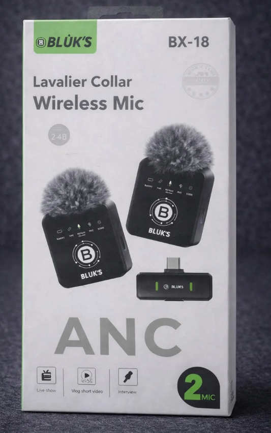 BLUK'S BX-18 Dual Wireless Lavalier Mic Set