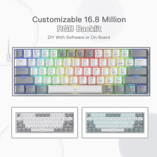 Redragon FIZZ K617 60% RGB Mechanical Gaming Keyboard with Red Switches (White)