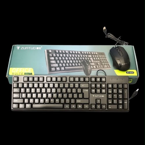 Zunto ZT-600 keyboard and mouse combo with black wired full-size keyboard and matching mouse