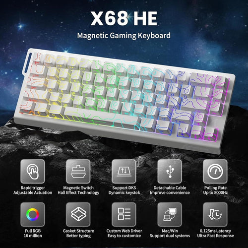ATTACK SHARK X68 HE Rapid Trigger Keyboard Magnetic Switch