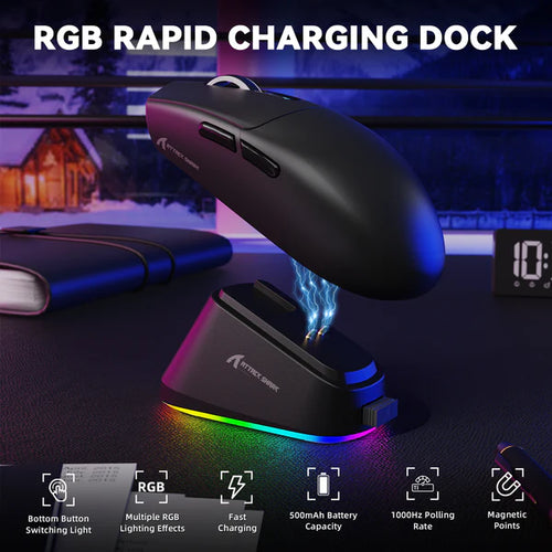 ATTACK SHARK G3PRO Tri-mode Wireless Gaming Mouse with Charge Dock 25000 DPI – White
