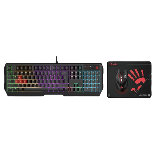 Bloody B1700 Neon Gaming Keyboard Mouse Mousepad Combo