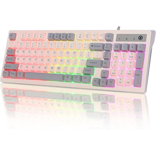 RGB Keyboard KM800 white full size keyboard with rainbow backlight and numeric keypad