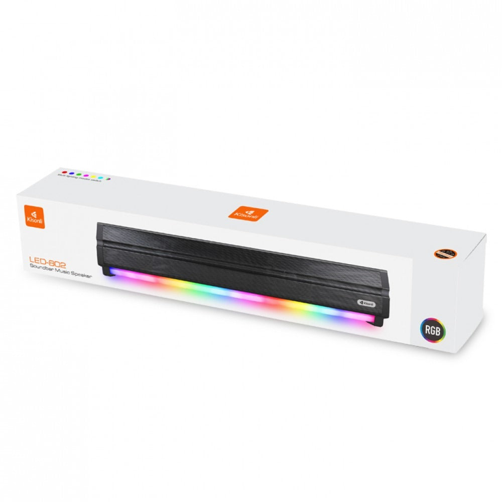 Kisonli LED-802 RGB Wireless Bluetooth Speaker 5.3 Retro Sound bar
