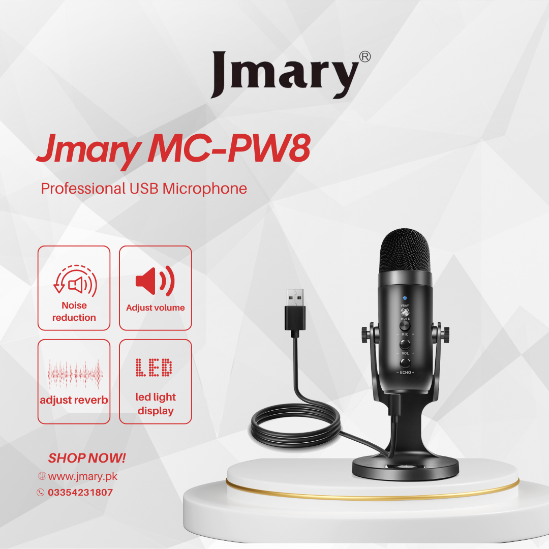 Jmary MC-PW8 Professional USB Microphone For Podcasting, Gaming, Streaming, Recordings With Noise Reduction