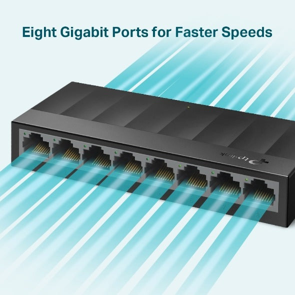 TP-Link LS1008G 8-Port 10/100/1000Mbps Desktop Unmanaged Switch Gigabit