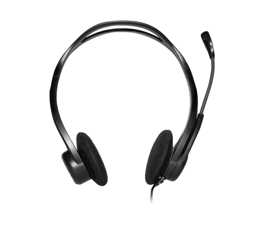 Logitech 960 USB Headset H960 with noise-canceling fold-away microphone and rotating ear cup for PC and Mac