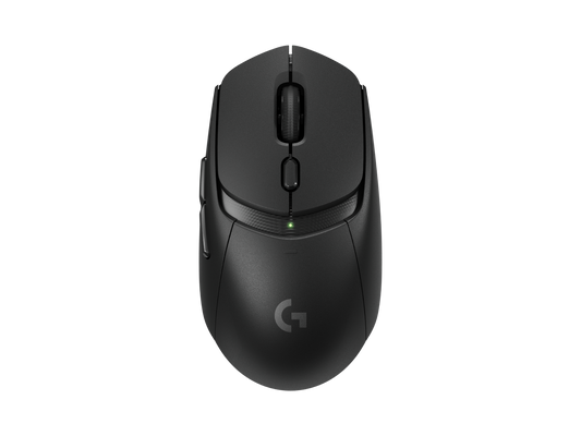 Logitech G309 Lightspeed Wireless Gaming Mouse Black — top angle view with HERO 25K sensor and dual LIGHTSPEED wireless