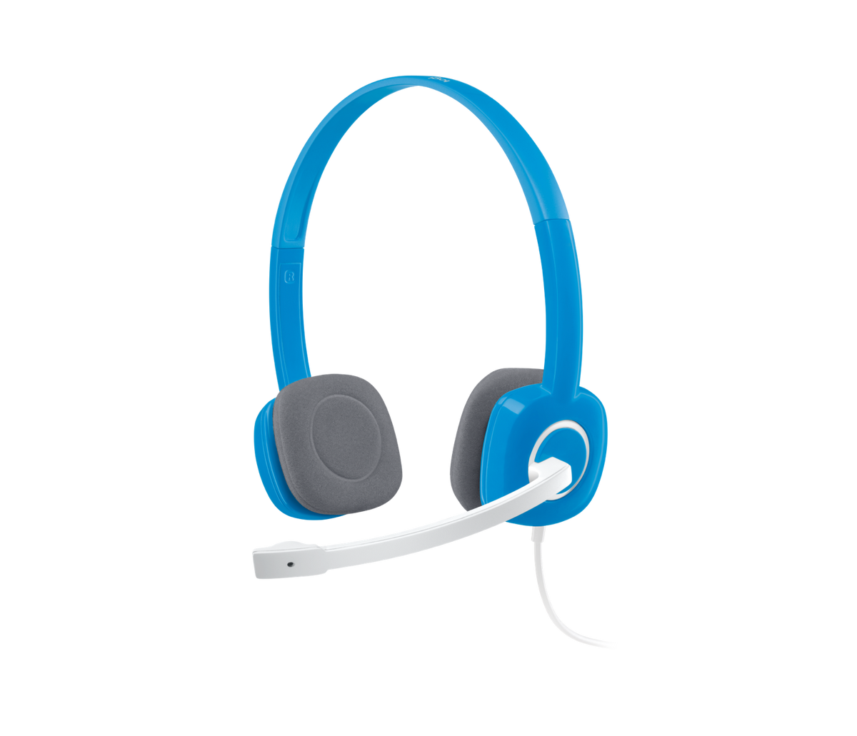 Logitech H150 Dual Pin Stereo Headset Blue with noise-cancelling boom microphone and dual 3.5mm connectors