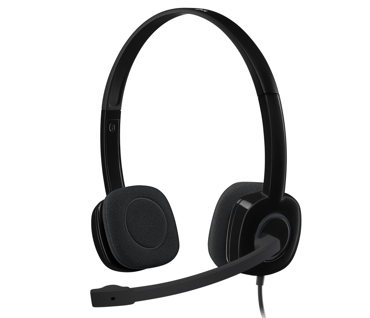Logitech H151 Single Pin Comfort Stereo Headset with noise-cancelling boom mic and inline volume control