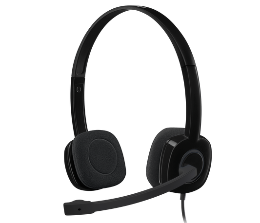 Logitech H151 Single Pin Comfort Stereo Headset with noise-cancelling boom mic and inline volume control