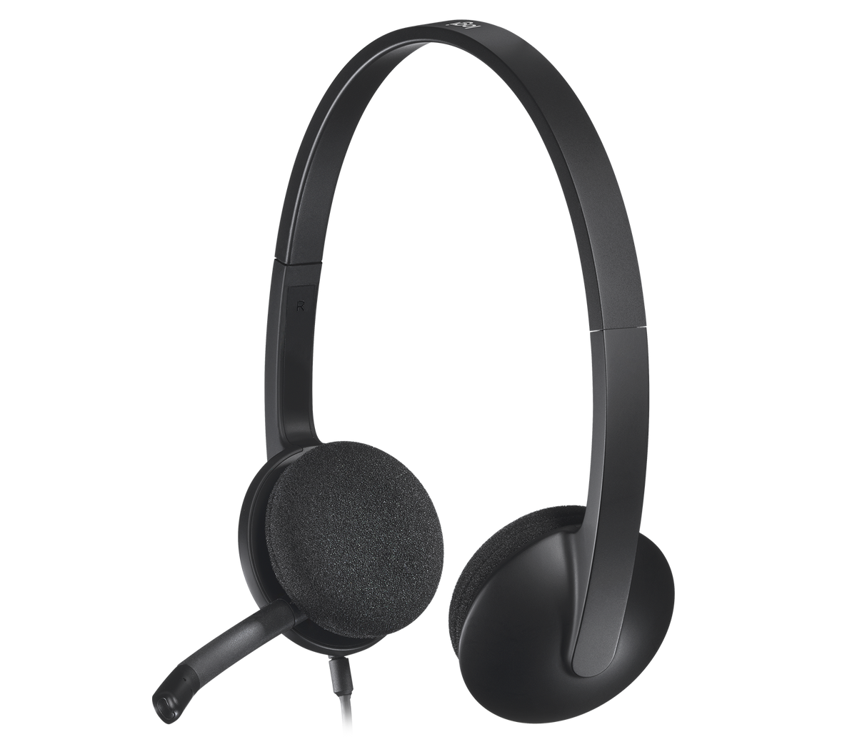 Logitech H340 USB Stereo Headset with Clear Talk noise-canceling boom microphone and adjustable padded headband