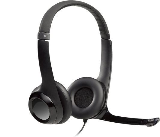 Logitech H390 USB-A Noise Canceling Stereo Headset with padded headband and leatherette ear cushions