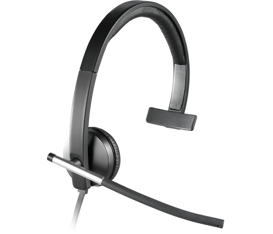 Logitech H650e Mono Noise Canceling USB Headset single-ear design with noise-canceling boom microphone