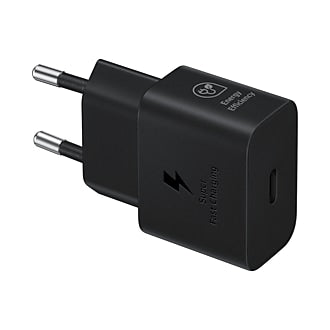 Samsung 25W Charger With Cable black USB-C power adapter for fast charging of phones and accessories